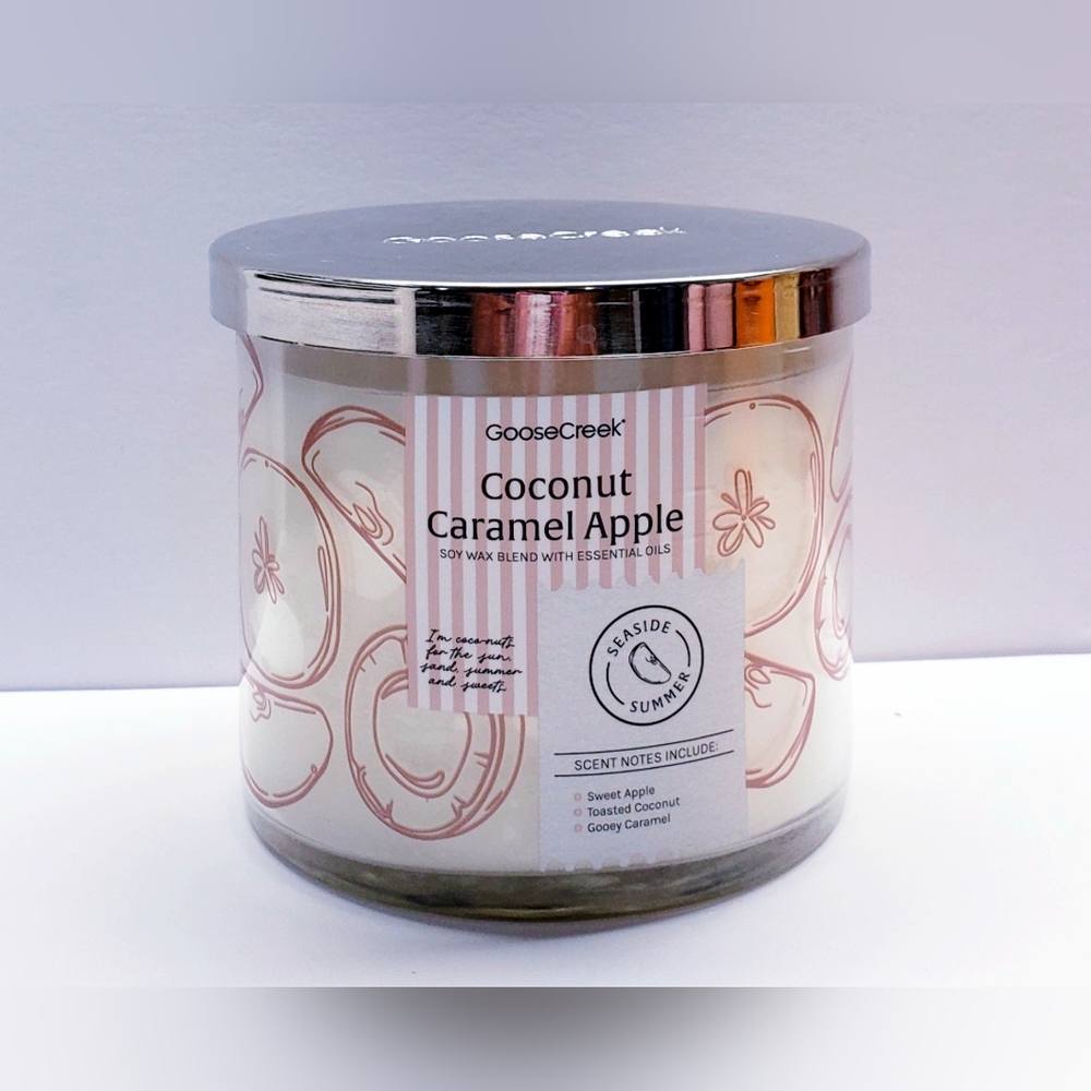 Goose Creek COCONUT CARAMEL APPLE Large 3-Wick Scented Candle, 14.5 oz